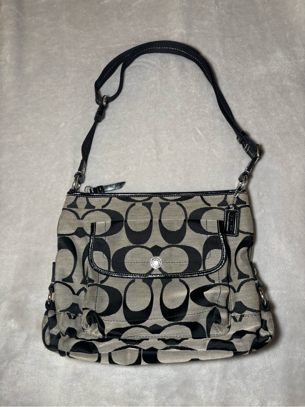 Vintage Coach Signature Jacquard Shoulder / Crossbody Bag